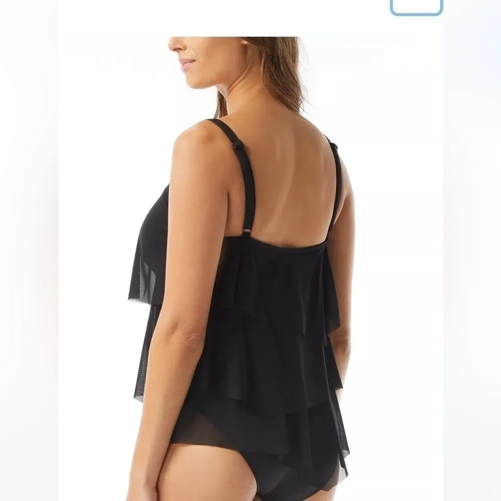 COCO REEF Women' Flourish Underwire BraSized Tankini Top Black swimming suit - Picture 3 of 13